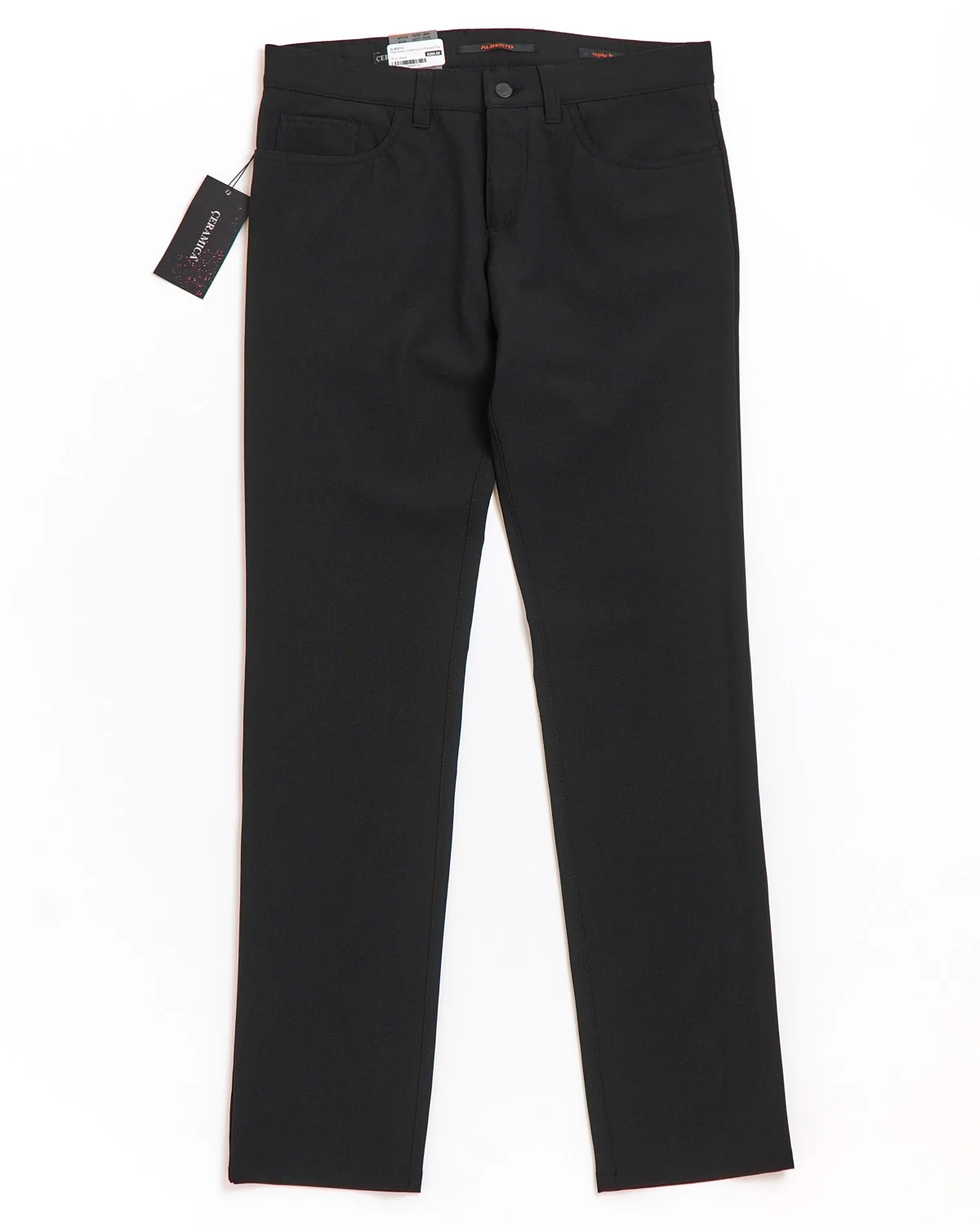 Black 'Pipe' Regular Slim Fit Ceramica 5 Pocket Tech Dress Pants - Image 3