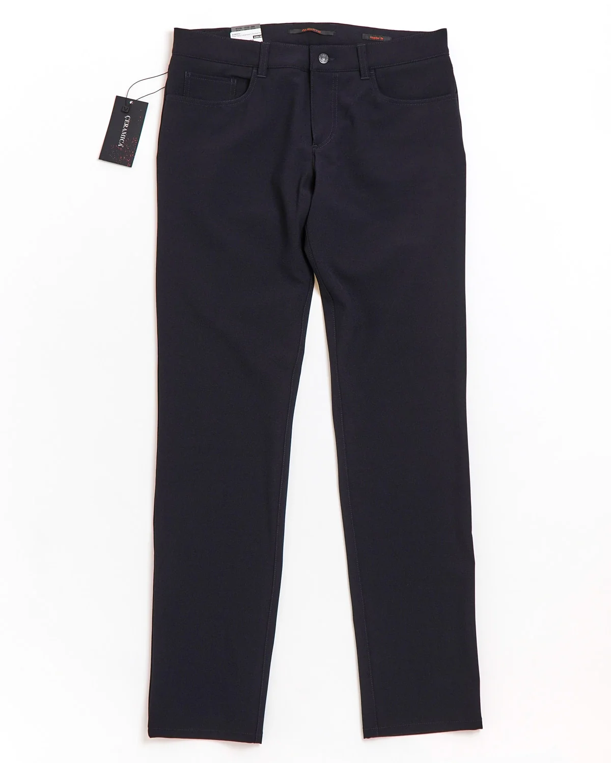 Navy 'Pipe' Regular Slim Fit Ceramica 5 Pocket Tech Dress Pants - Image 7