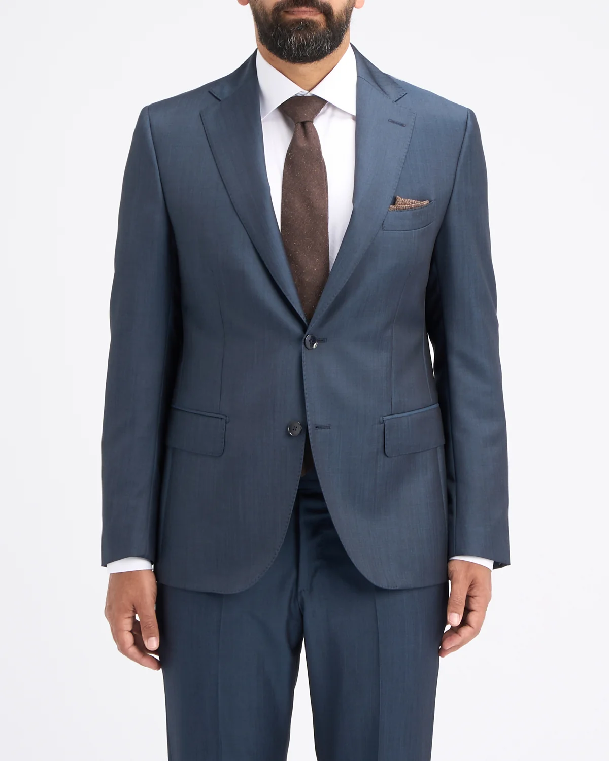 'Owen' Steel Blue Wool & Mohair Suit Jacket - Image 3