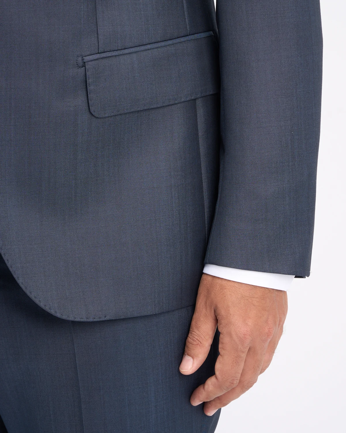 'Owen' Steel Blue Wool & Mohair Suit Jacket - Image 6