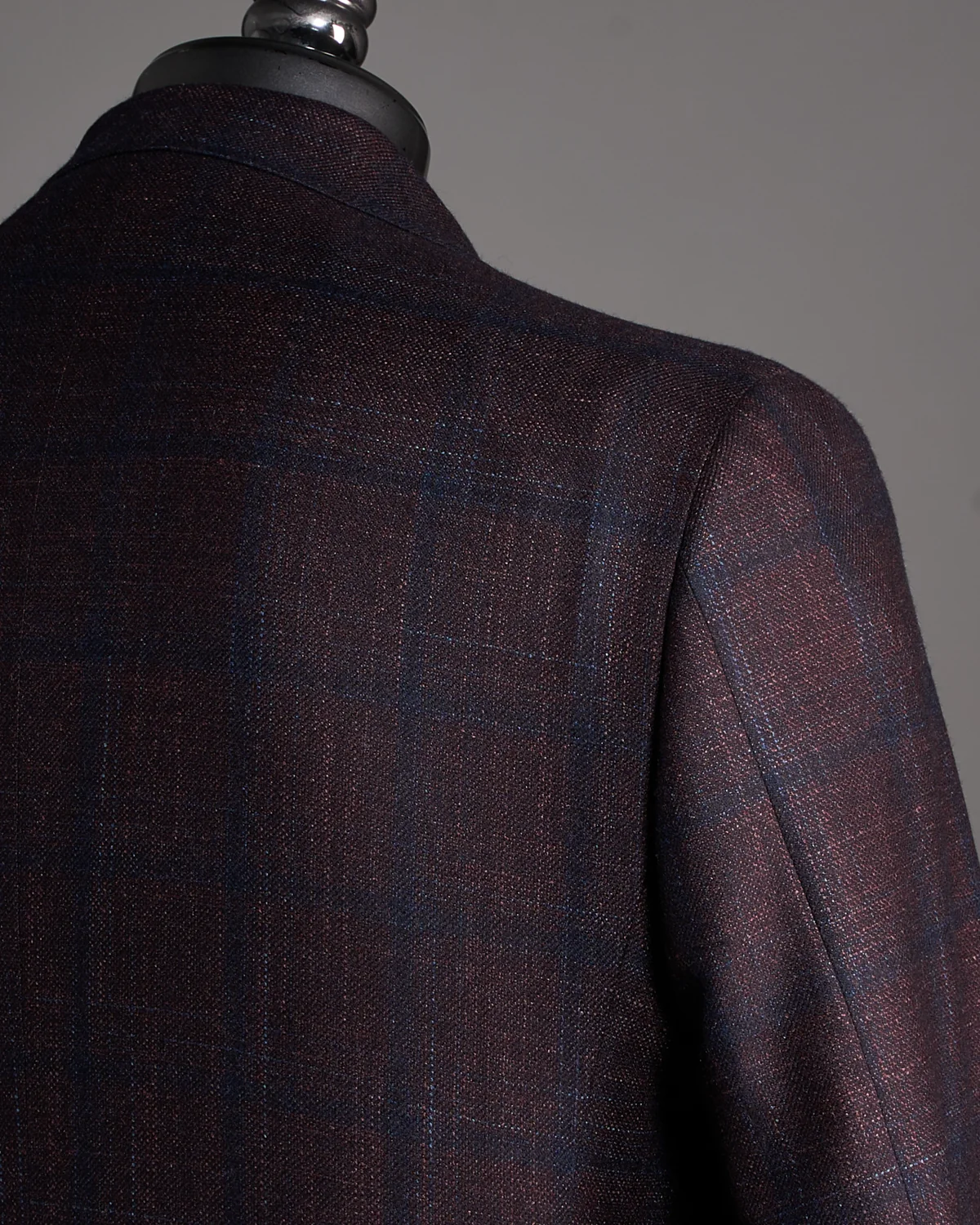 Navy Check Wool Silk & Cashmere Soft 'Kei' Jacket - Image 4