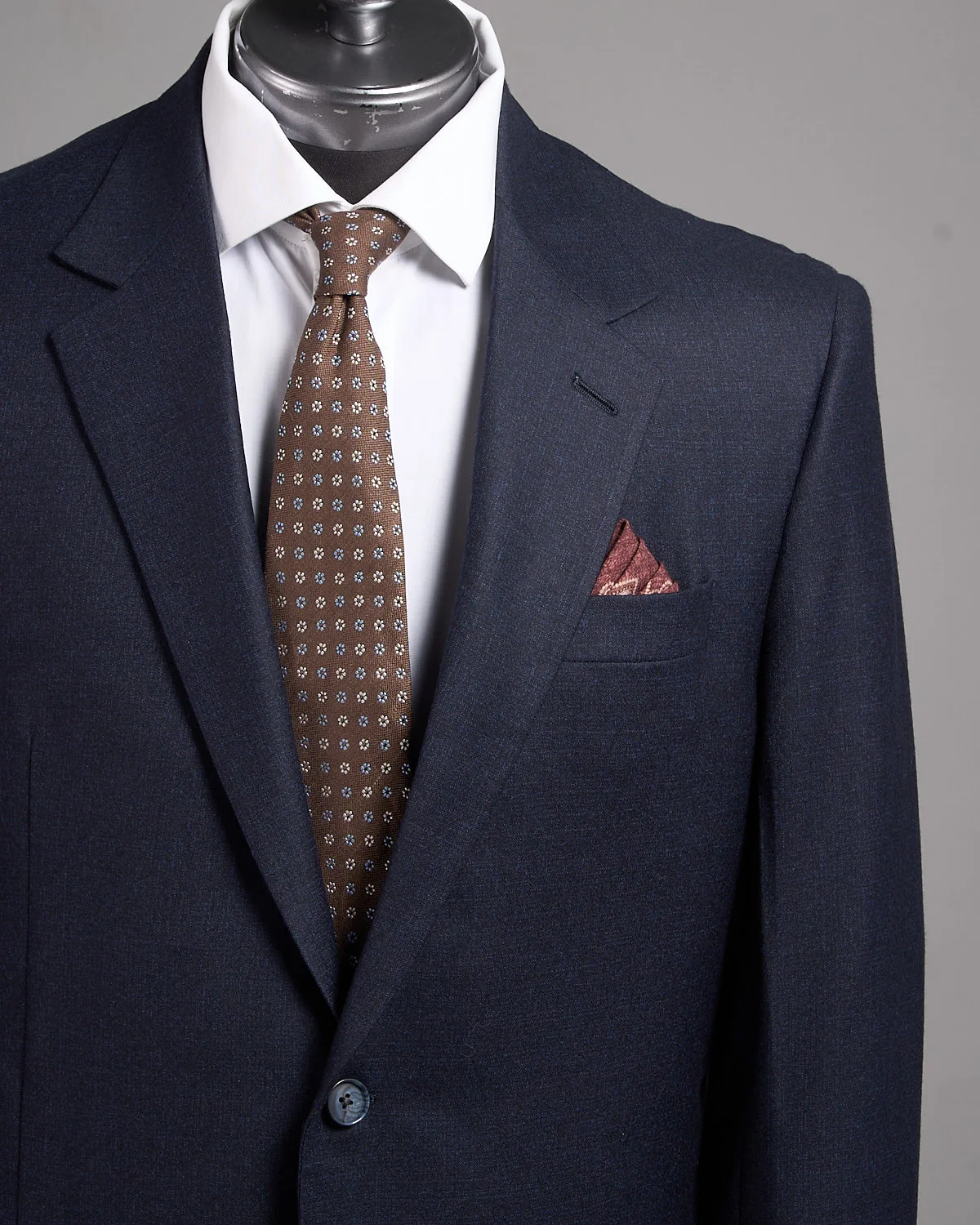 Super 130's Wool Solid Navy Melange Suit - Image 2