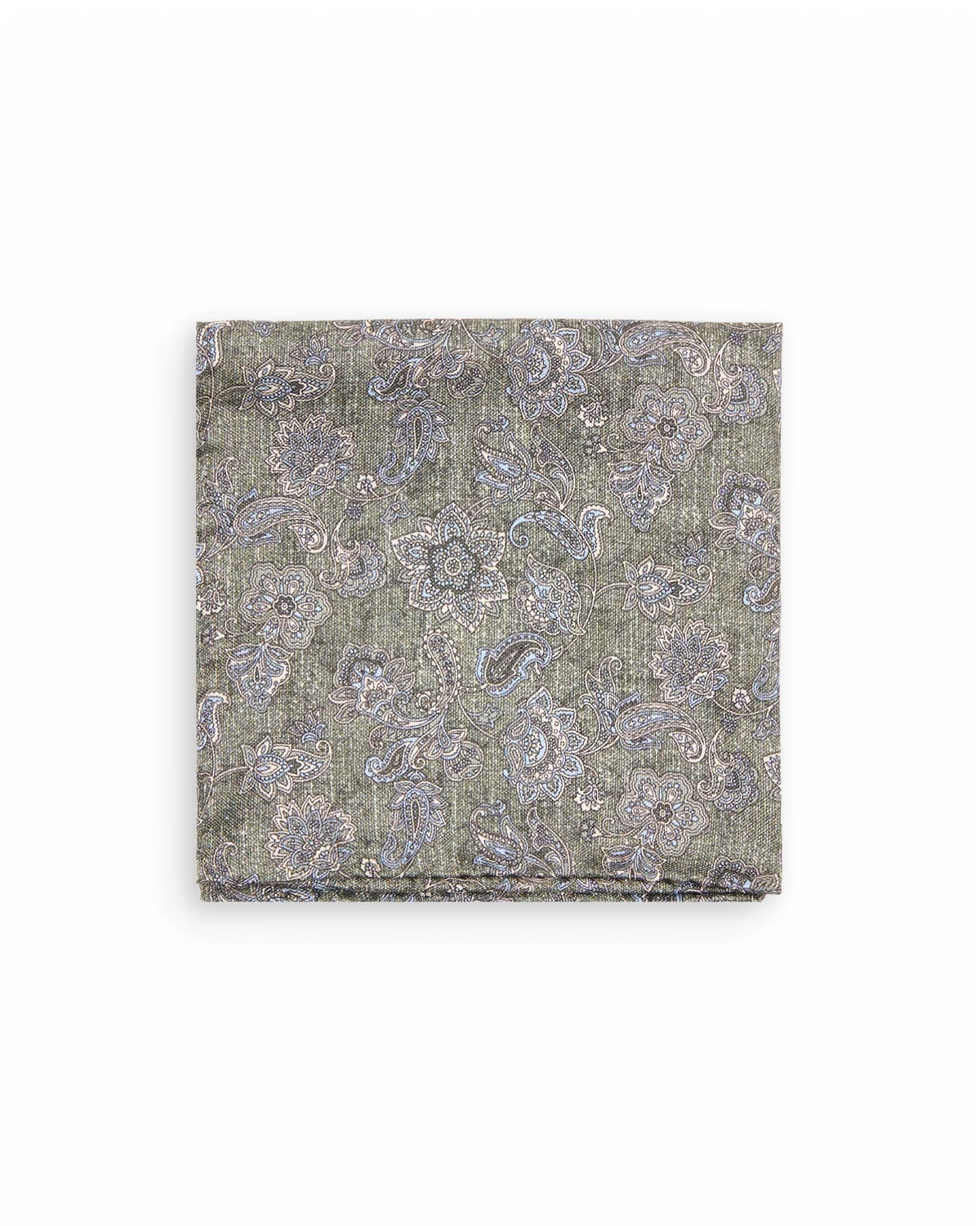 Charcoal Blue Paisley Silk Pocket Square