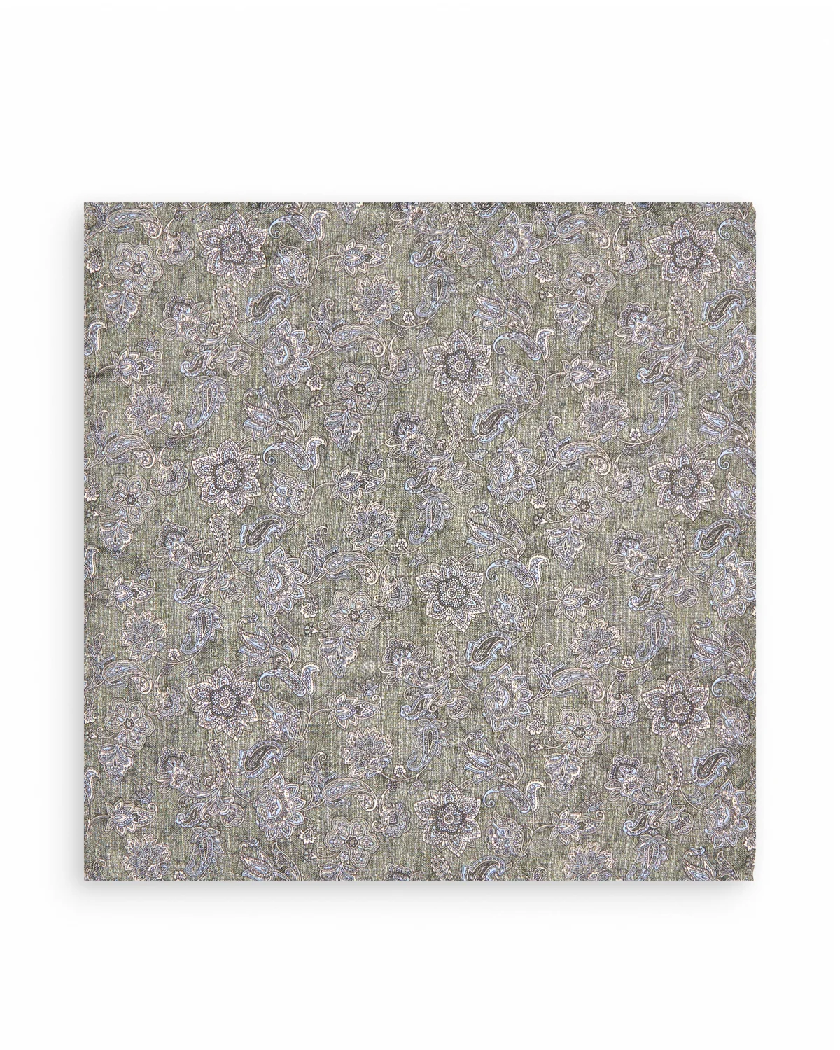 Charcoal Blue Paisley Silk Pocket Square - Image 3