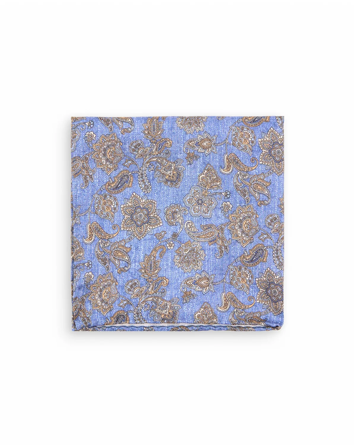 Denim Blue Paisley Silk Pocket Square