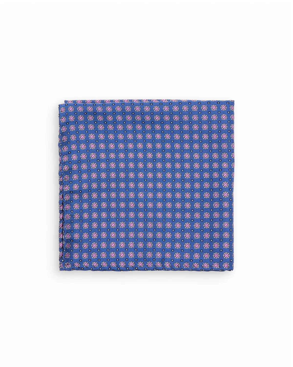 Navy Pink Medallion Silk Pocket Square