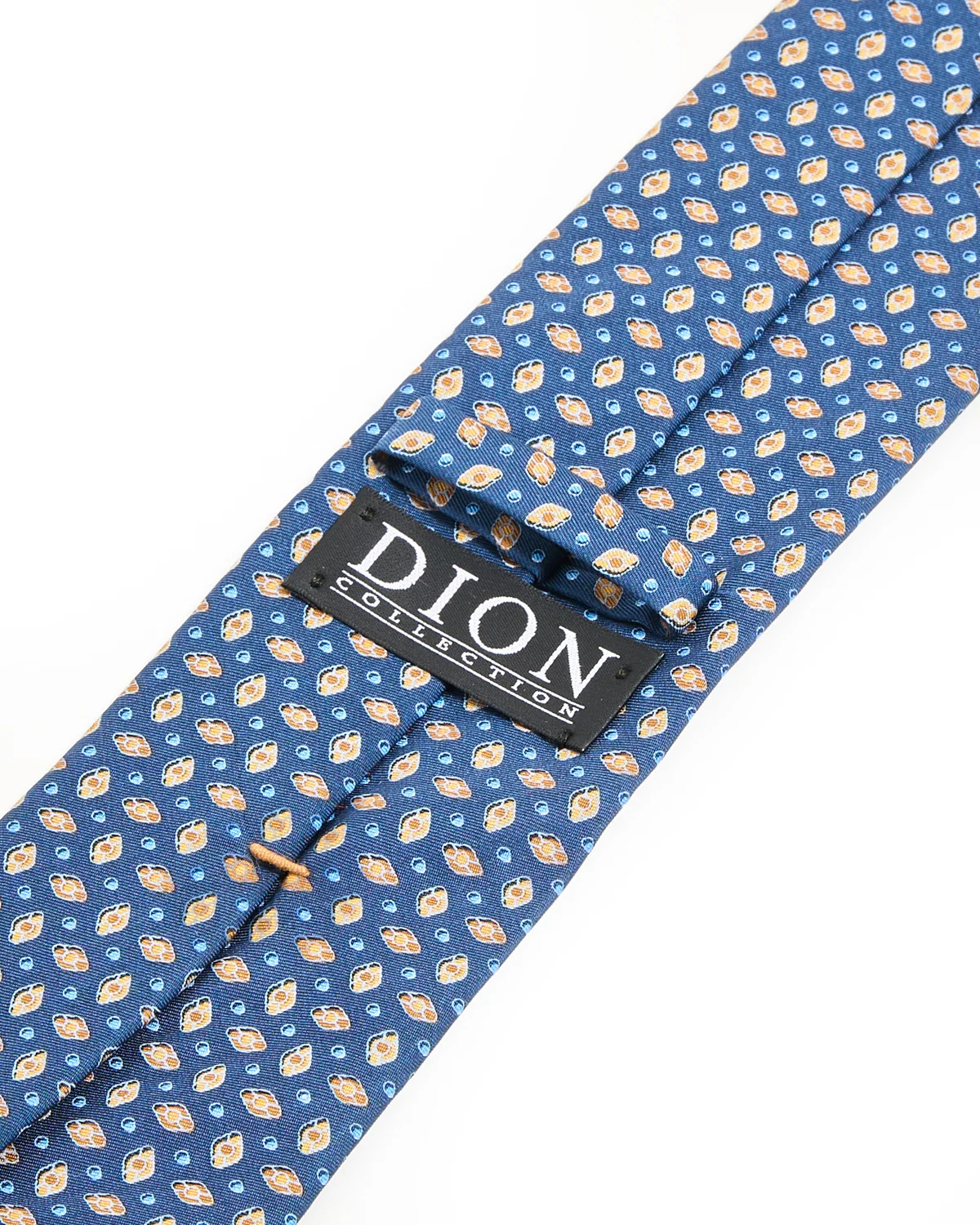 Navy Saffron Neat Silk Tie - Image 2