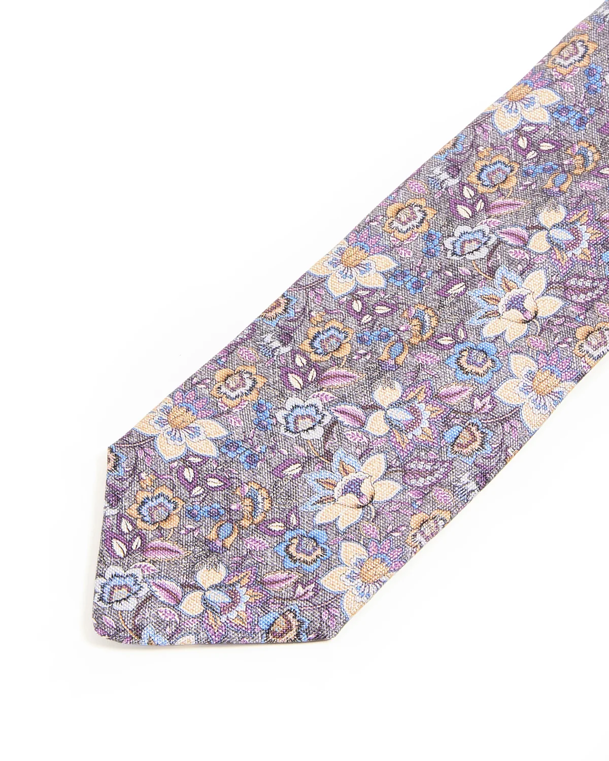 Printed Panama Floral Verdant Melange Silk Tie - Image 3