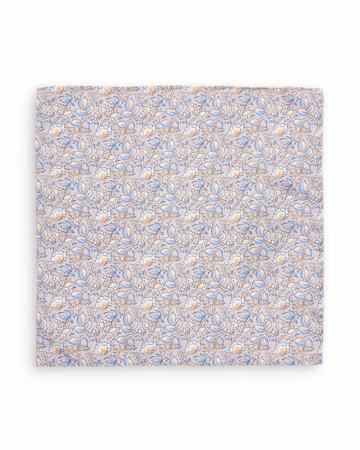 Smoke Blue Floral Silk Pocket Square - Image 3