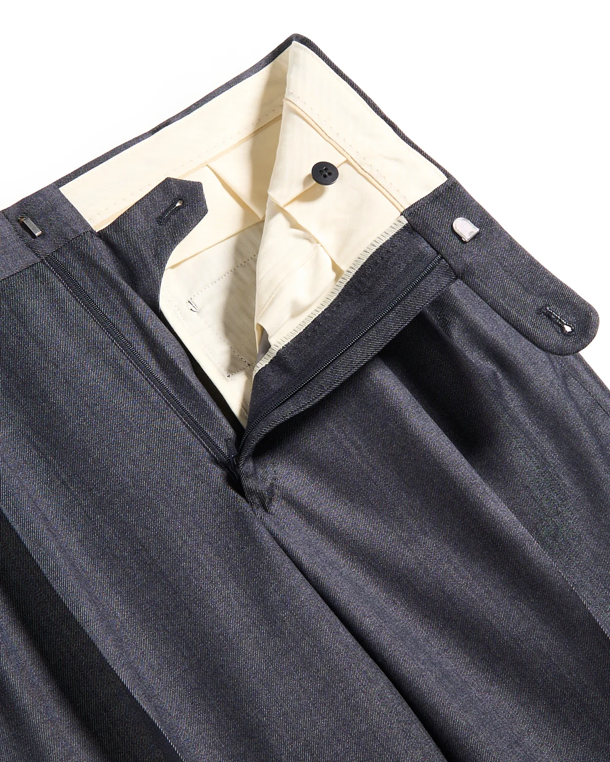 Super 140's Wool Denim Effect Trousers - Image 2