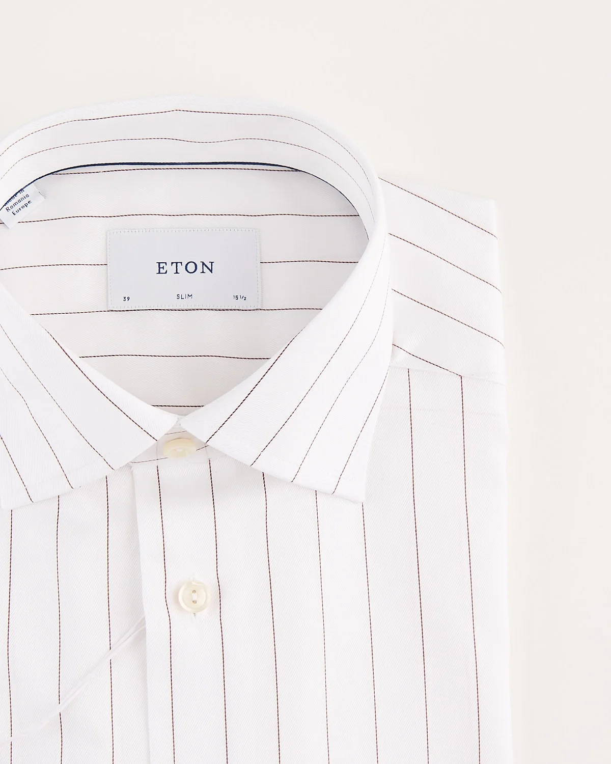 Chestnut Pin-Striped Slim Fit White Twill Shirt - Image 4