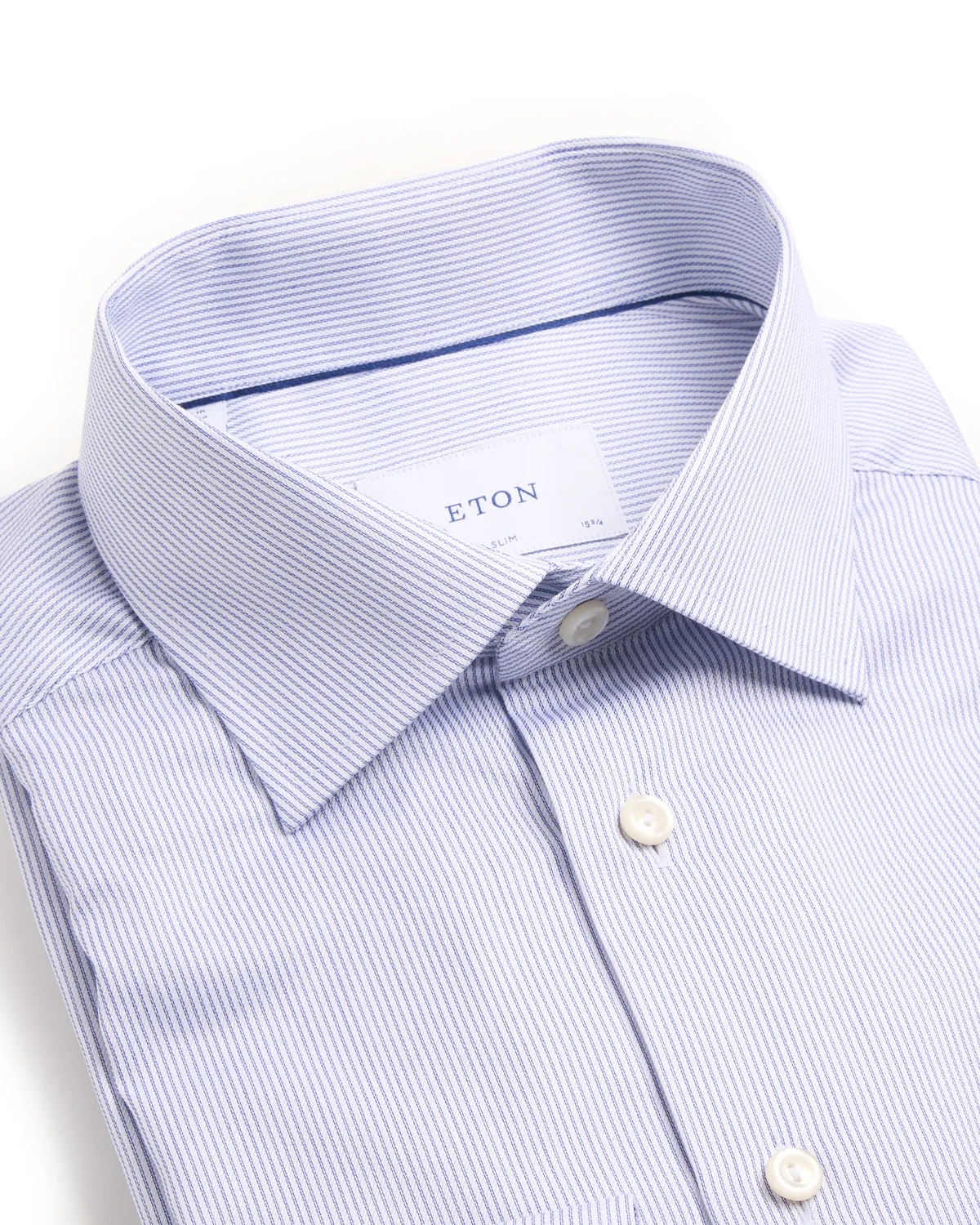 Fine Striped Slim Fit Twill Shirt With Cut Away Collar - Image 2