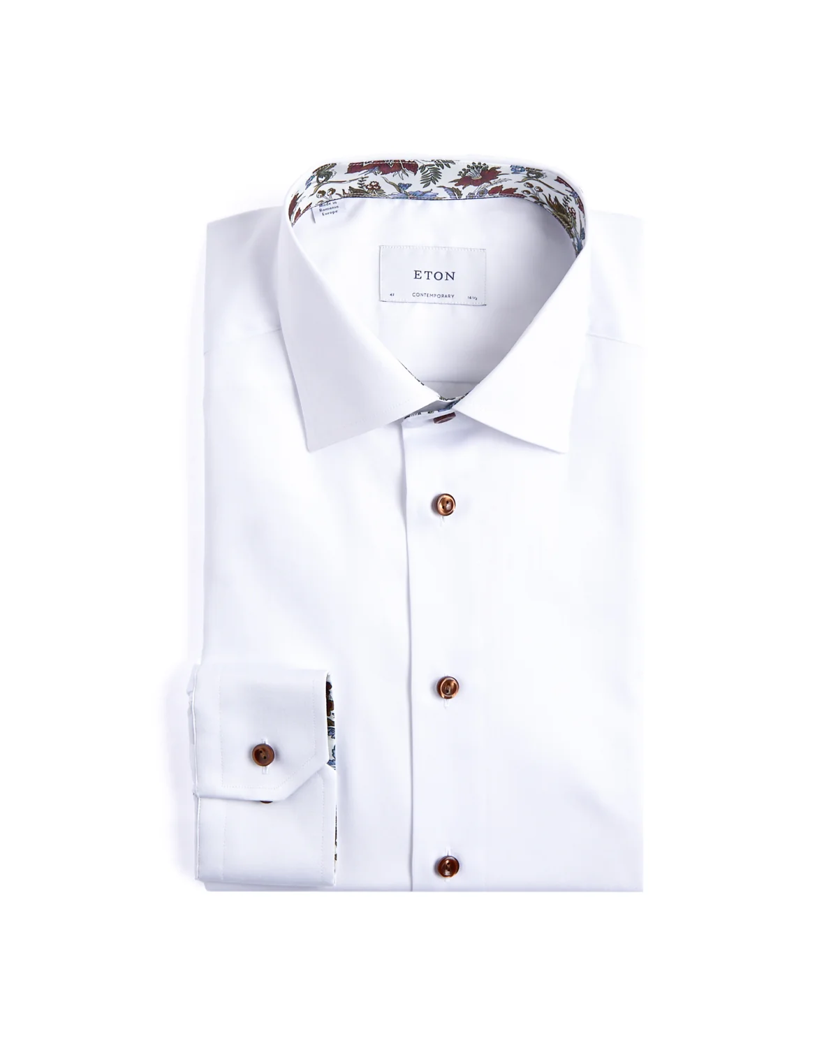 Floral Effect Cut Away Twill Shirt Contemporary Fit - Image 7