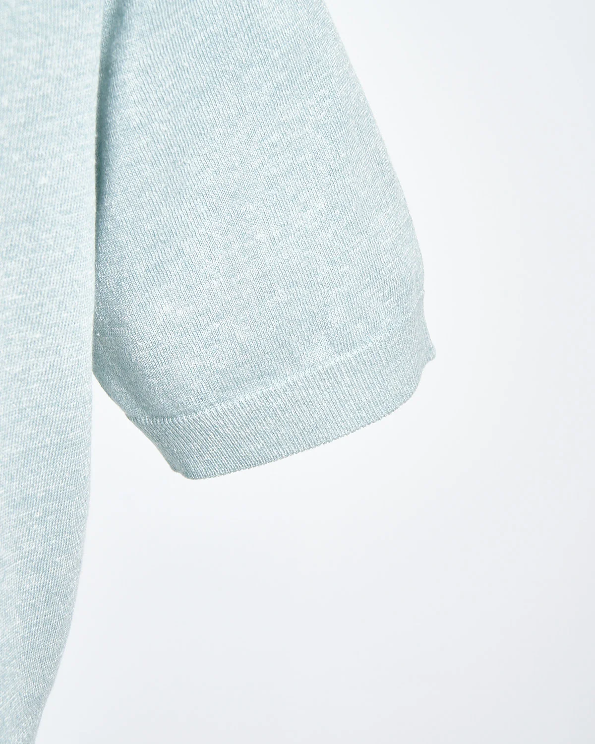 Light Green Cotton Linen Fine Knit Polo Shirt - Image 5