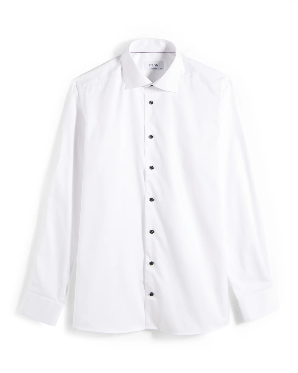 Signature White Twill Contemporary Shirt With Black Buttons