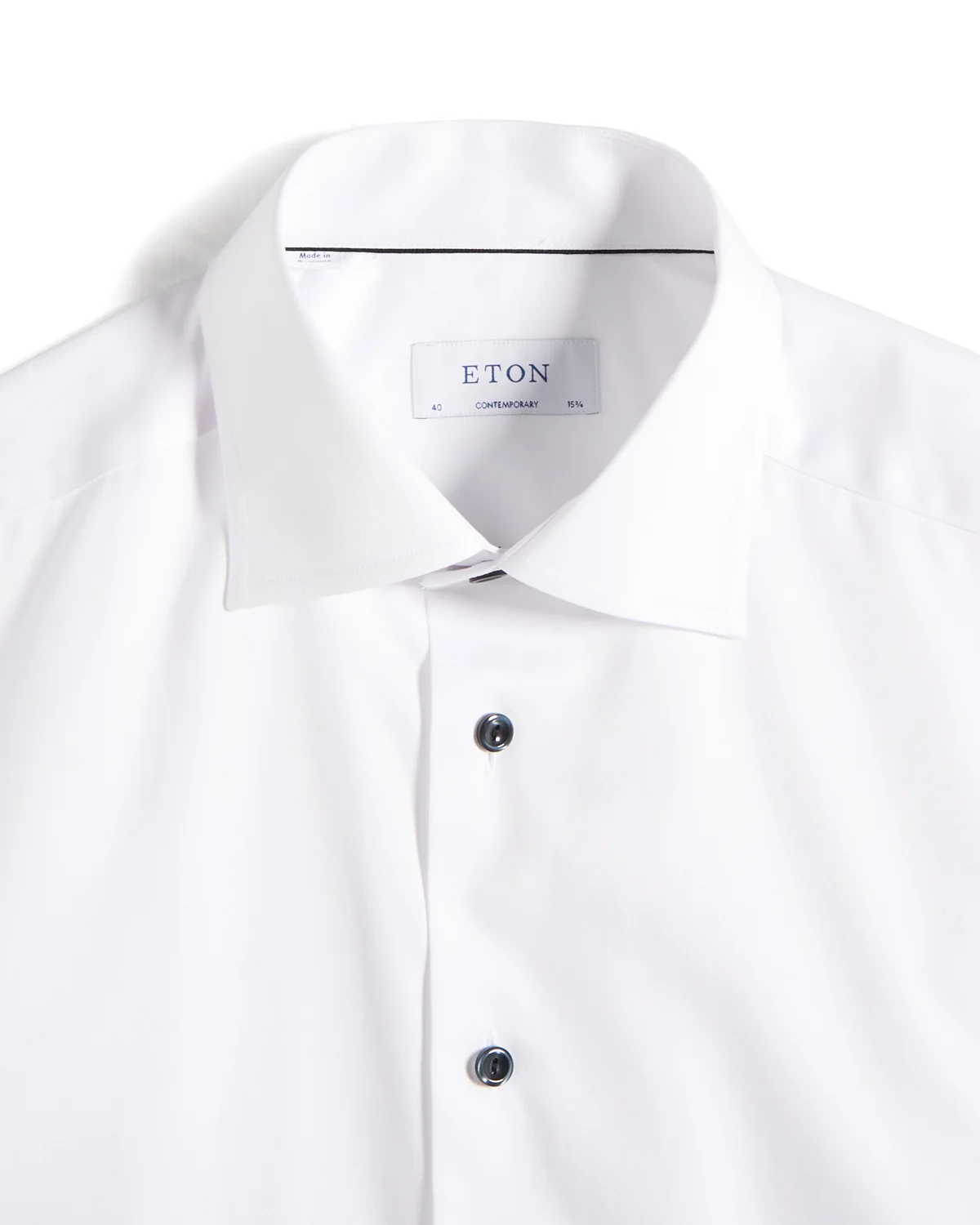 Signature White Twill Contemporary Shirt With Black Buttons - Image 2