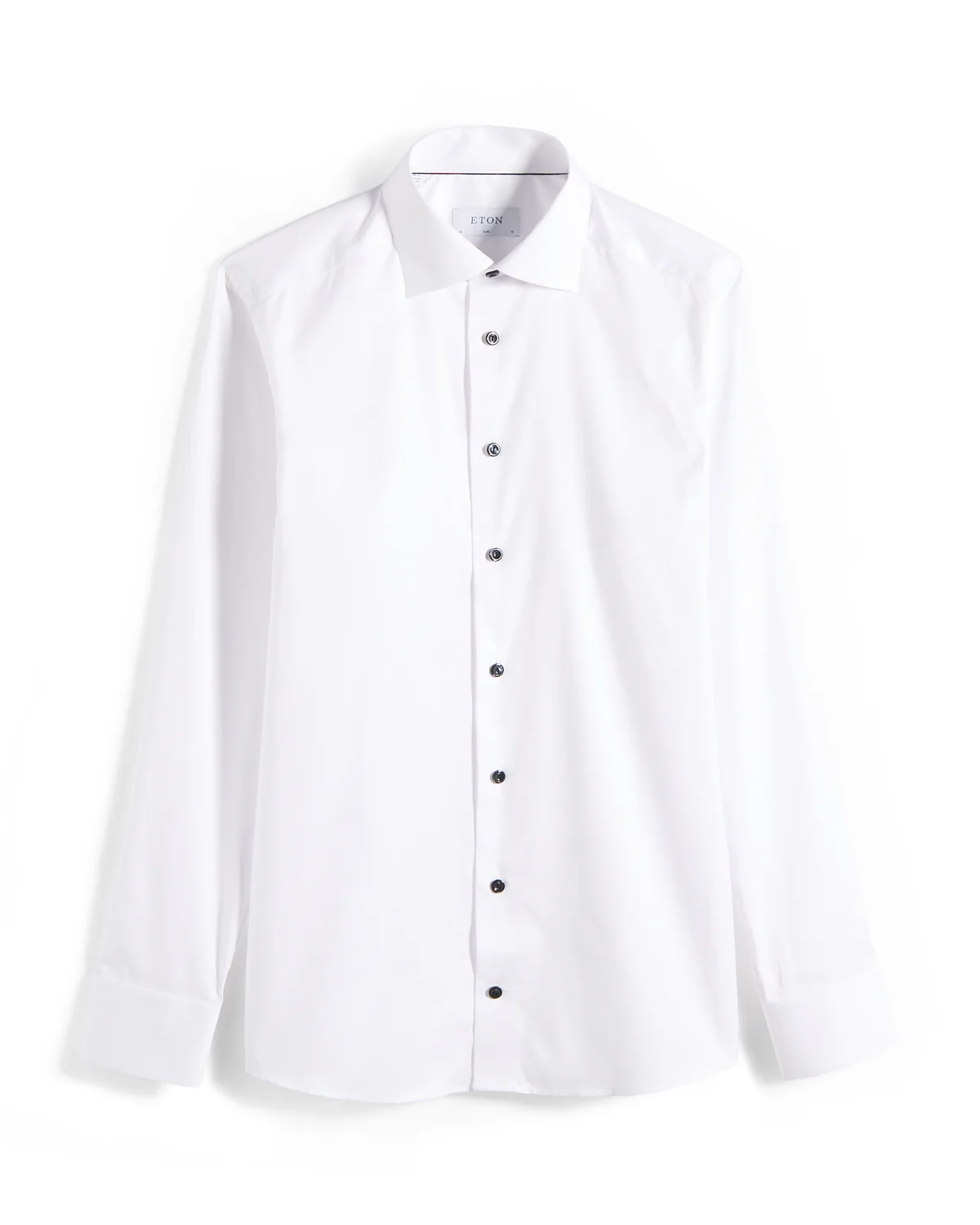 Signature White Twill Slim Shirt With Black Buttons