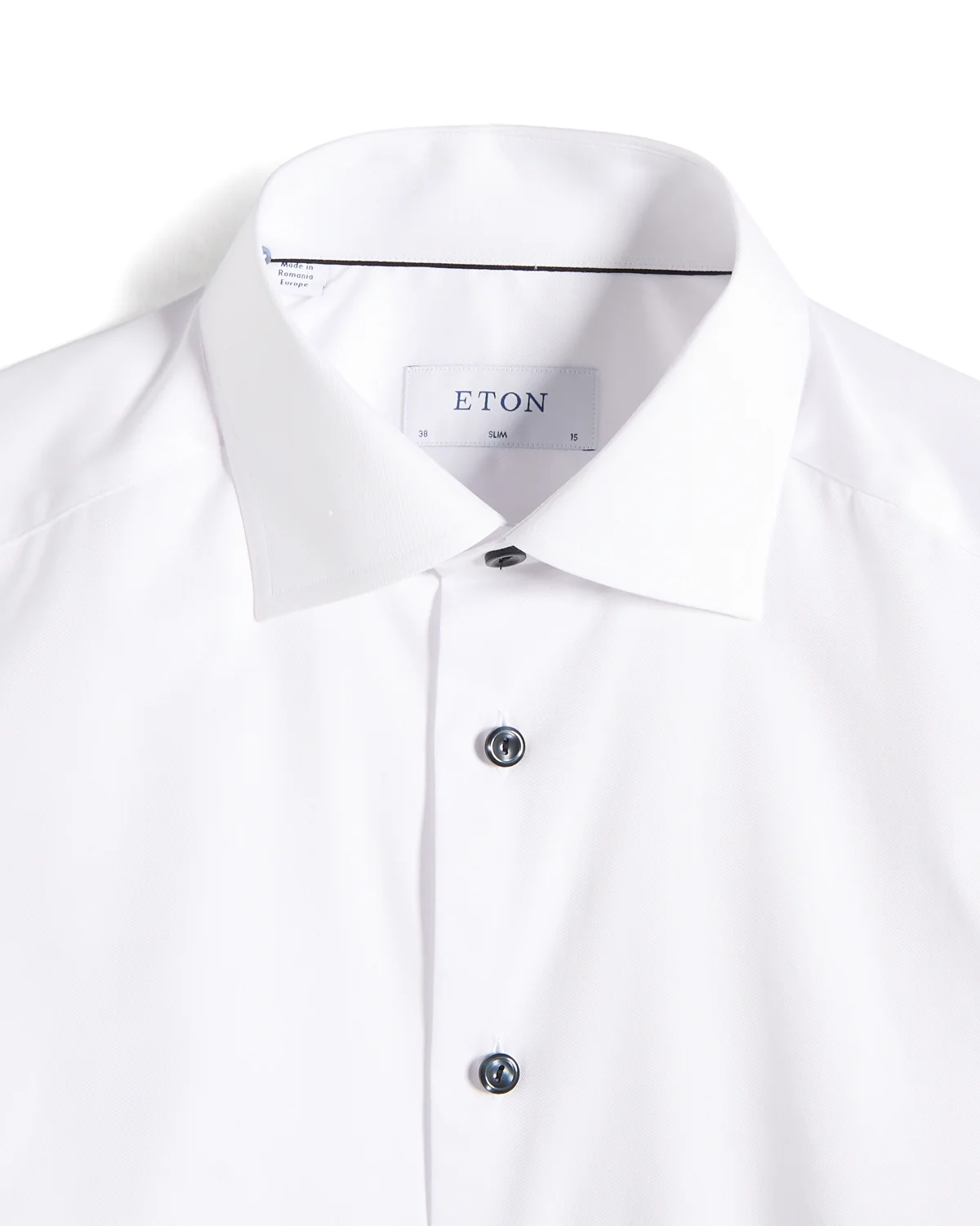 Signature White Twill Slim Shirt With Black Buttons - Image 2