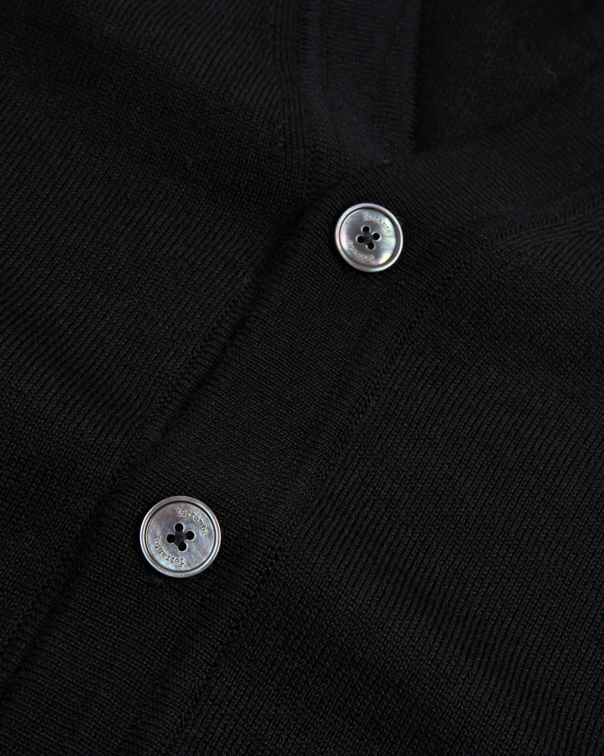 Black Extrafine Merino Wool 12 Gauge Button Cardigan - Image 5