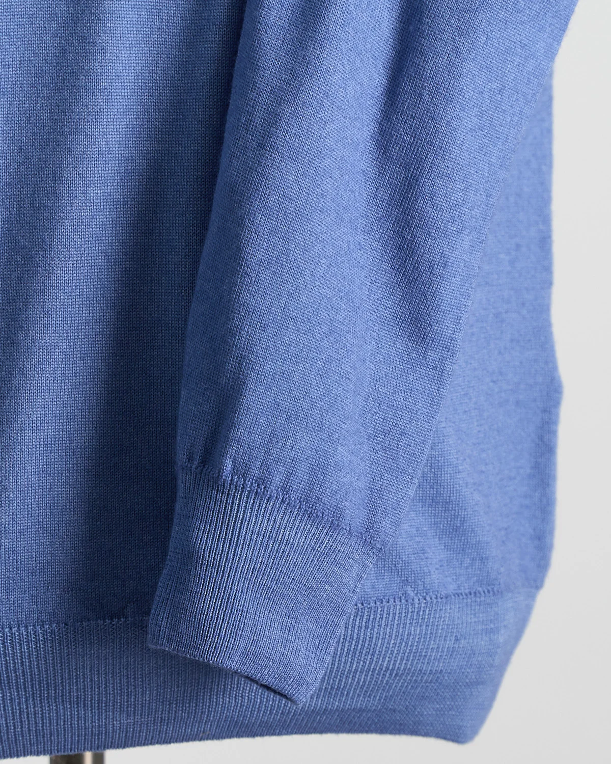Light Blue 12 Gauge Quarter Zip Frosted Garment Dyed Wool Sweater - Image 4