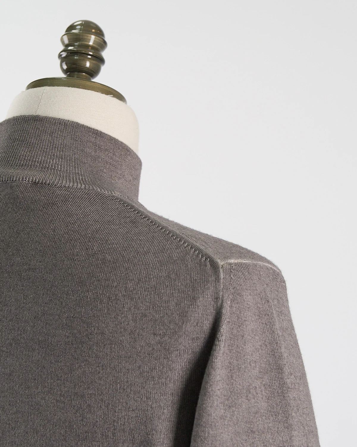 Taupe 12 Gauge Quarter Zip Frosted Garment Dyed Wool Sweater - Image 4