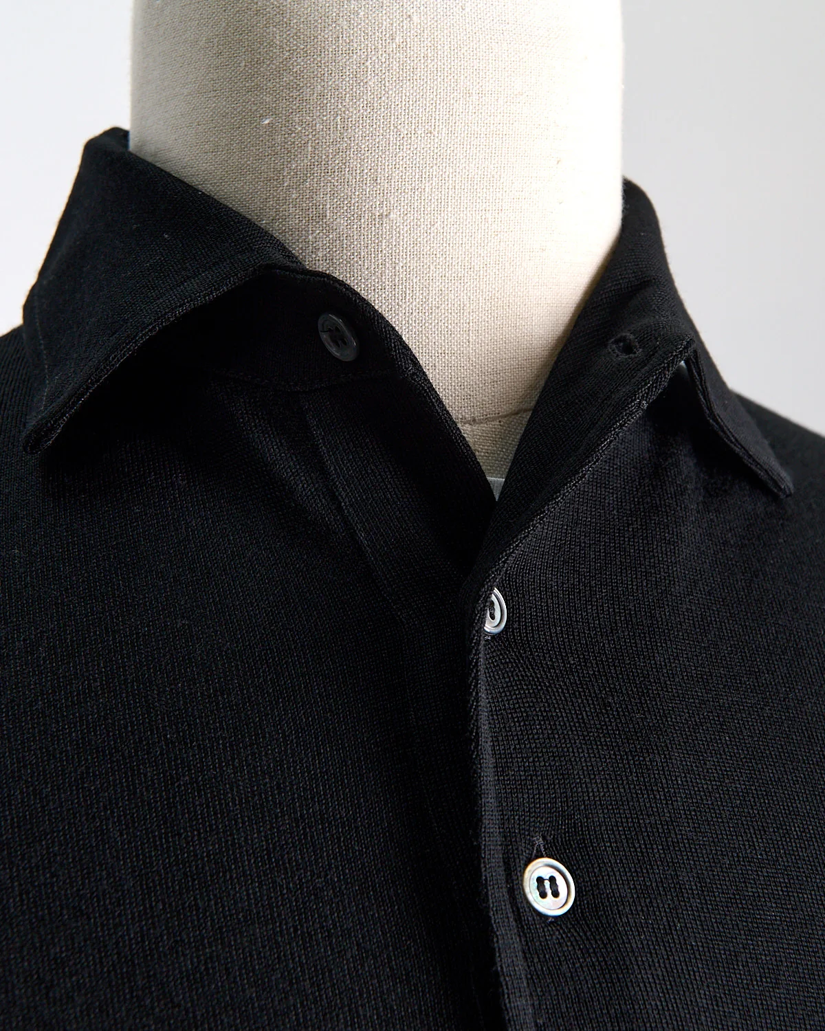 Elegant Stand-Up Collar Long Sleeve Fine Merino Polo - Image 4