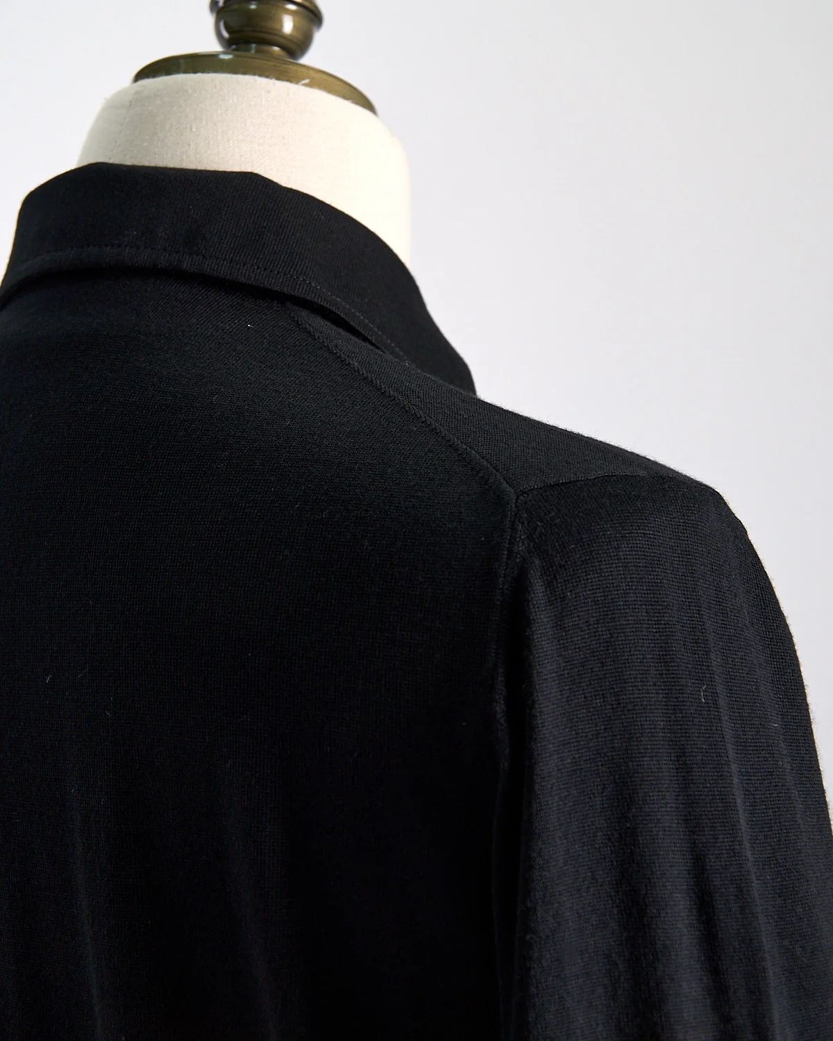 Elegant Stand-Up Collar Long Sleeve Fine Merino Polo - Image 5
