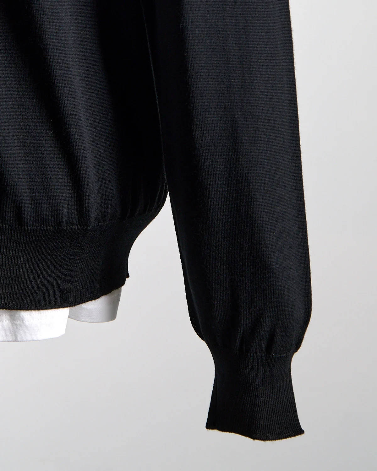 Elegant Stand-Up Collar Long Sleeve Fine Merino Polo - Image 6