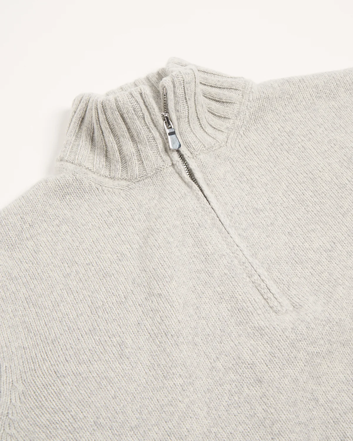 Heathered Wool Ribbed Quarter Zip Sweater - Image 4