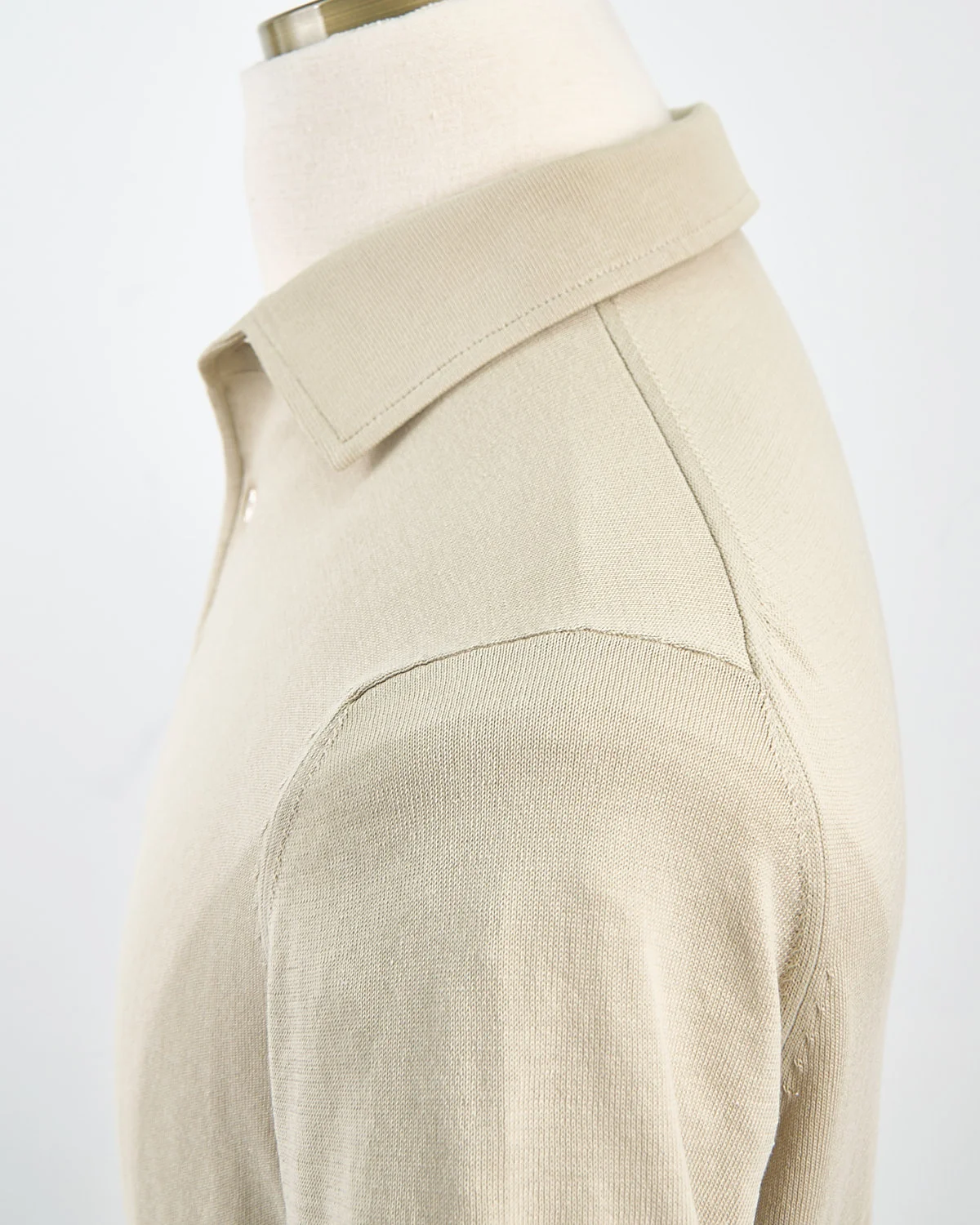 Standup Collar Crêpe Cotton Polo Shirt - Image 6
