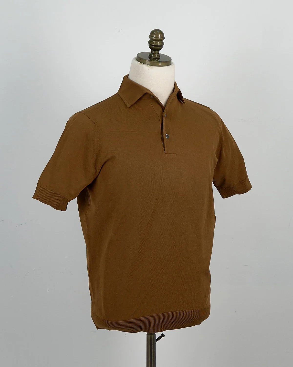 Standup Collar Crêpe Cotton Polo Shirt