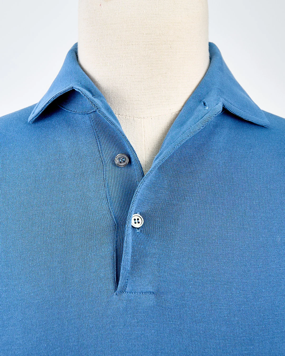 Standup Collar Crêpe Cotton Polo Shirt - Image 3