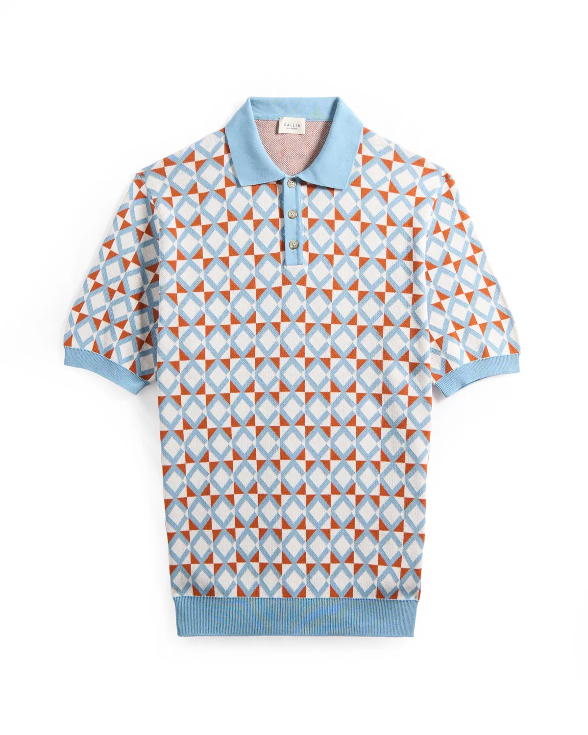 Geometric Contrast Jersey Knit Polo