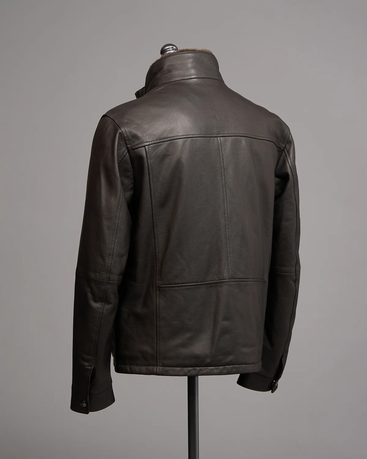 Pebbled Lamb Nappa Leather Bomber Jacket - Image 4