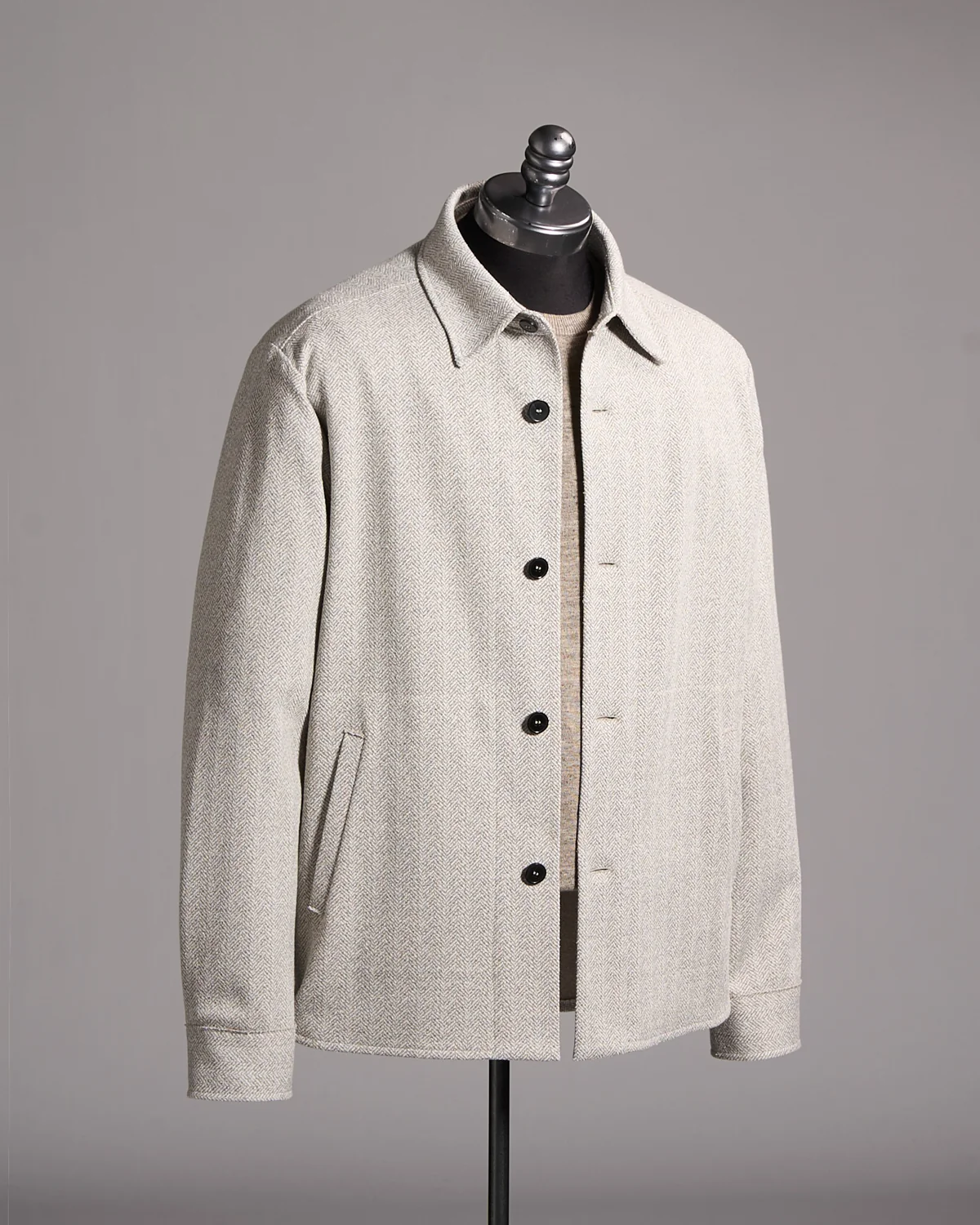 Bouclé Herringbone Shirt Jacket