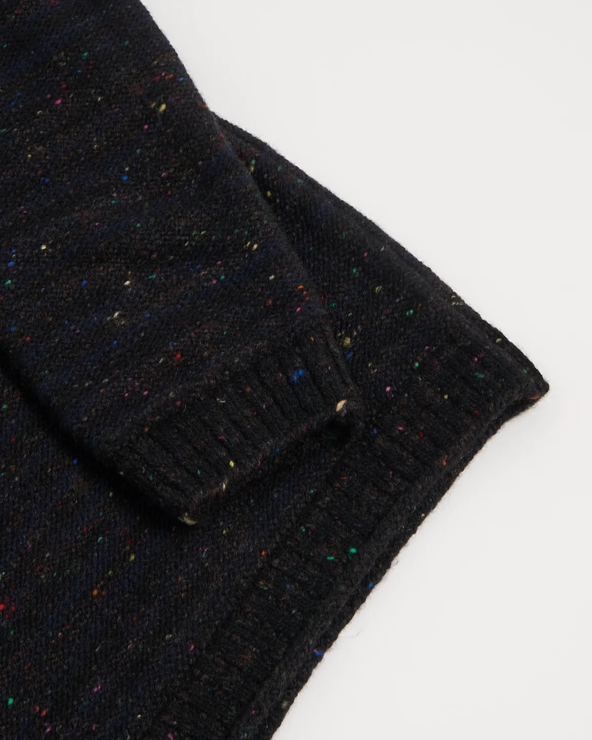 Navy Donegal Wool-Cashmere Striped Mock Neck Sweater - Image 4