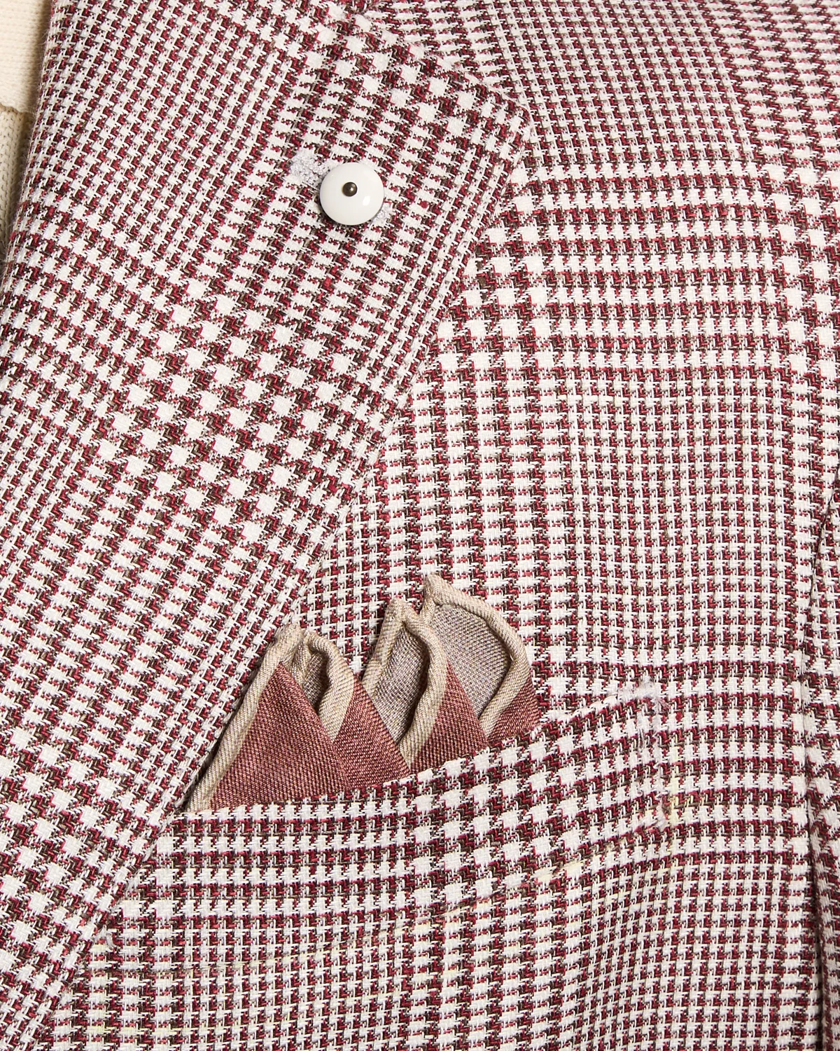 Burgundy Prince Of Wales Linen-Wool Sport Jacket - Image 6