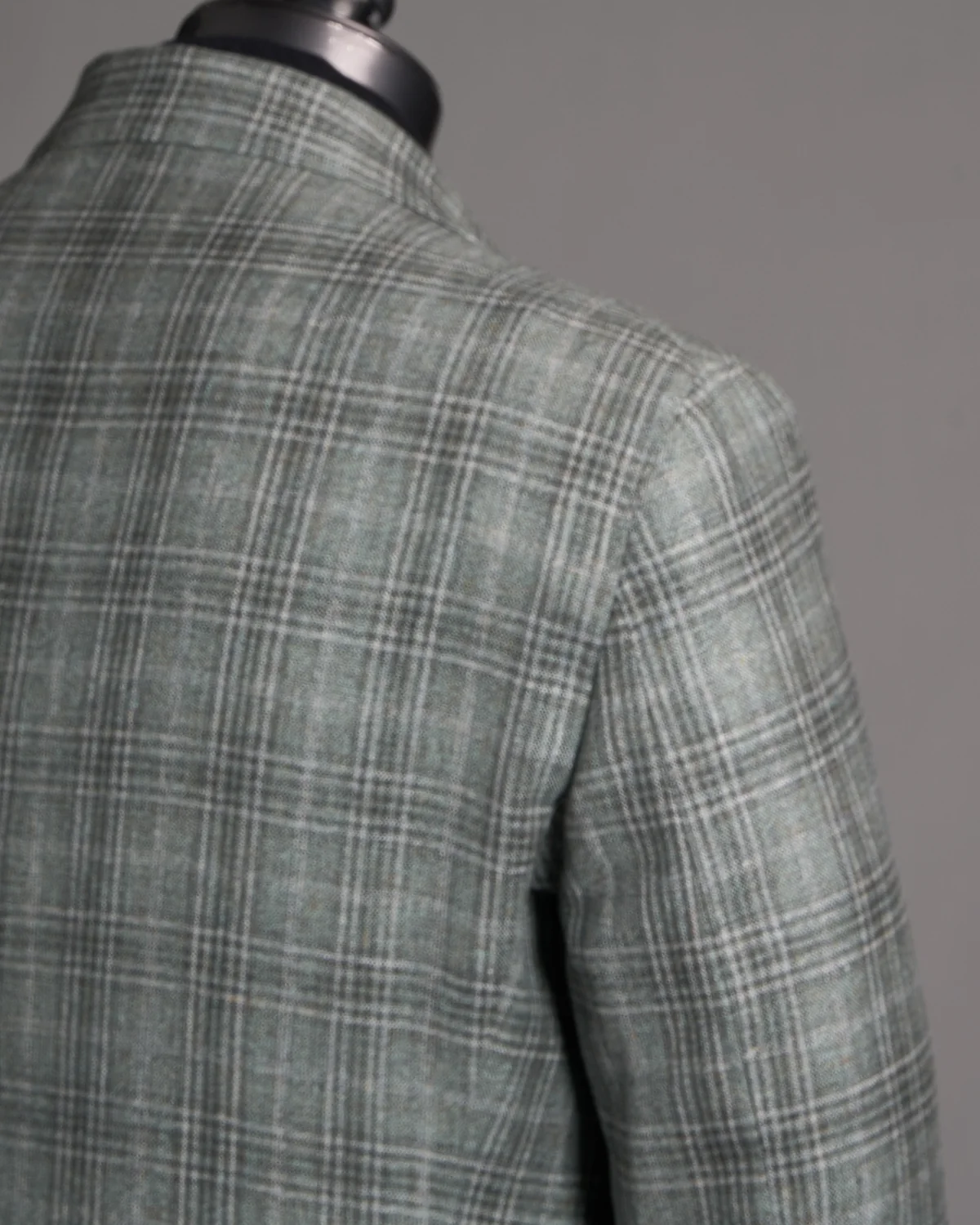 Grey Green Check Silk-Wool Sport Jacket - Image 6