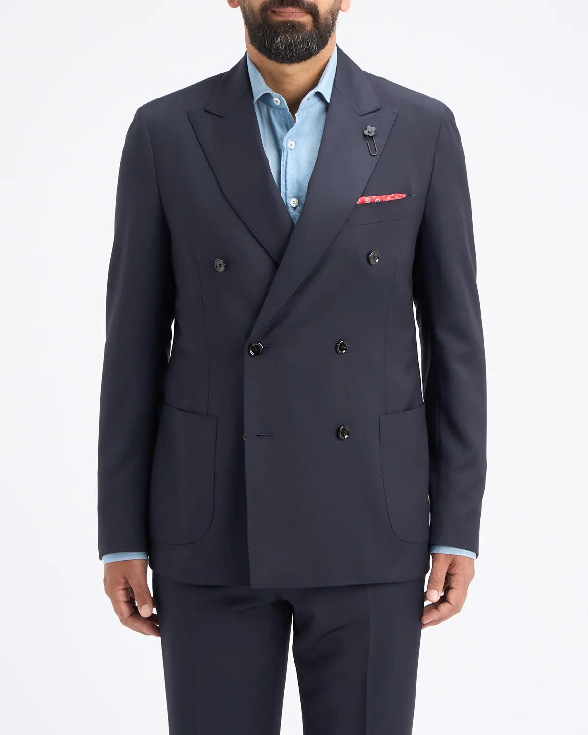 Natural Stretch Double Breasted 'Iconic' Navy Twill Hybrid Suit - Image 3