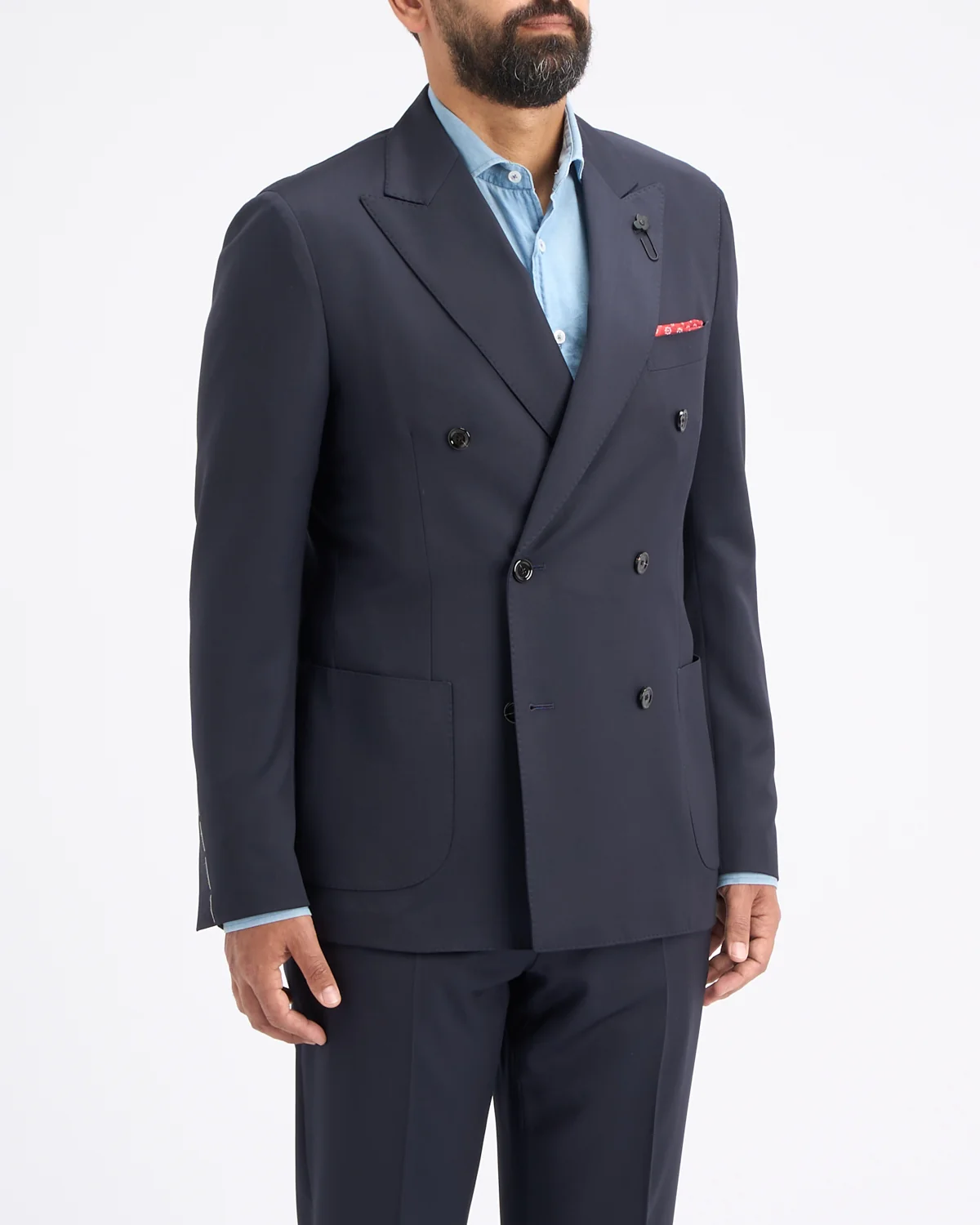 Natural Stretch Double Breasted 'Iconic' Navy Twill Hybrid Suit - Image 4