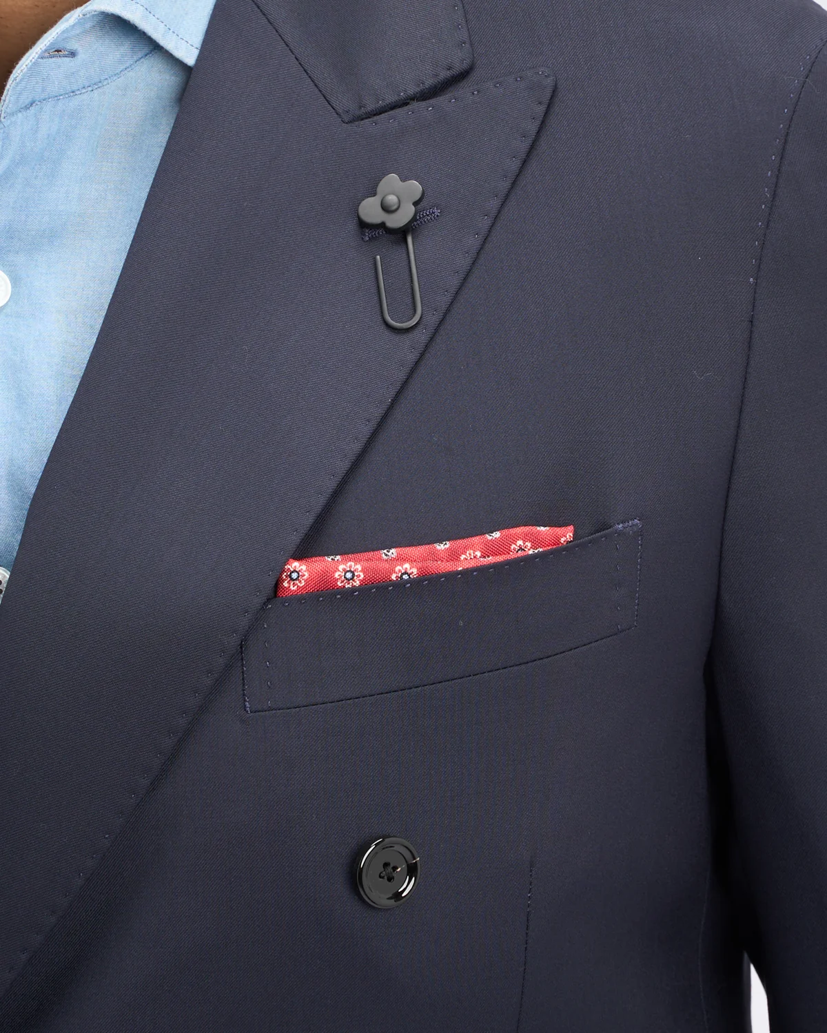 Natural Stretch Double Breasted 'Iconic' Navy Twill Hybrid Suit - Image 8