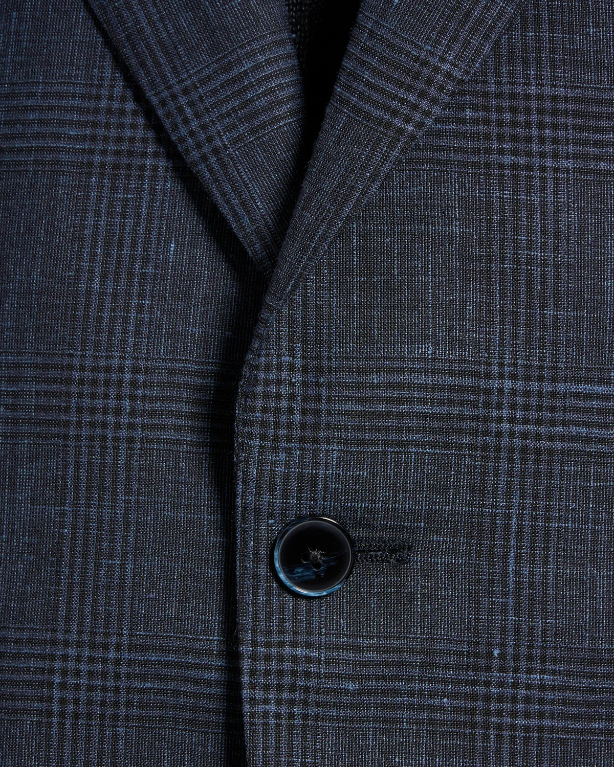 Navy Prince Of Wales Wool-Silk-Linen Sport Jacket - Image 5