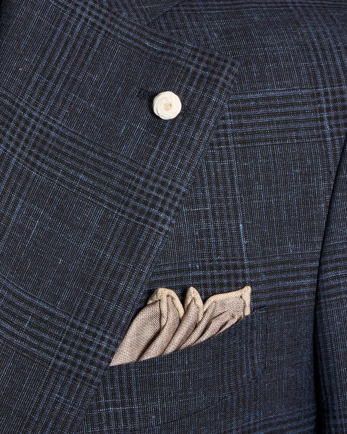 Navy Prince Of Wales Wool-Silk-Linen Sport Jacket - Image 6