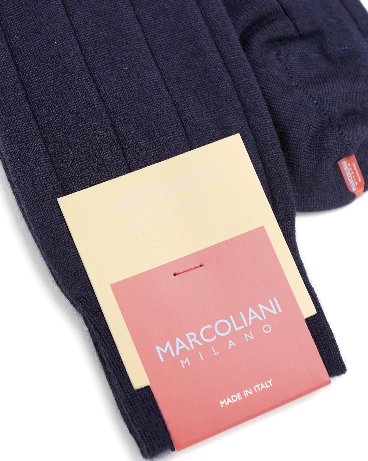 Cashmere-Silk Navy Ribbed Socks - Image 2