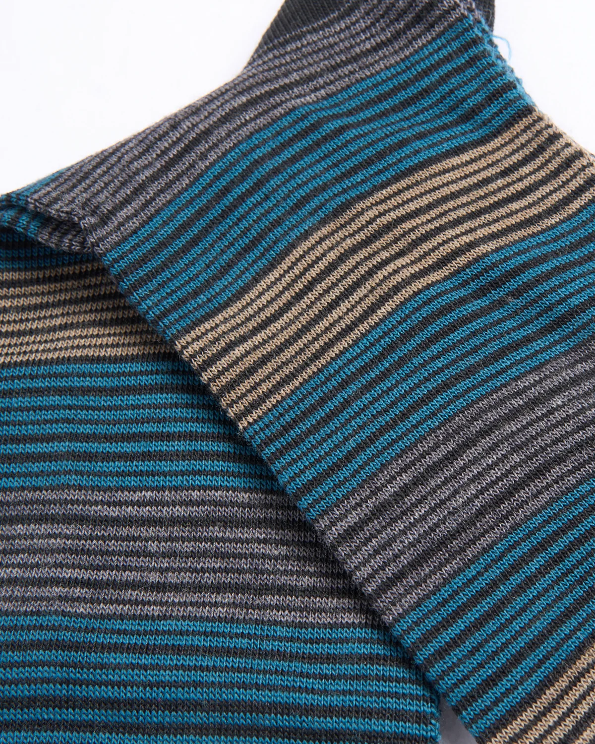 Charcoal Mix Lana Extrafine Merino Scala Stripe Socks - Image 3