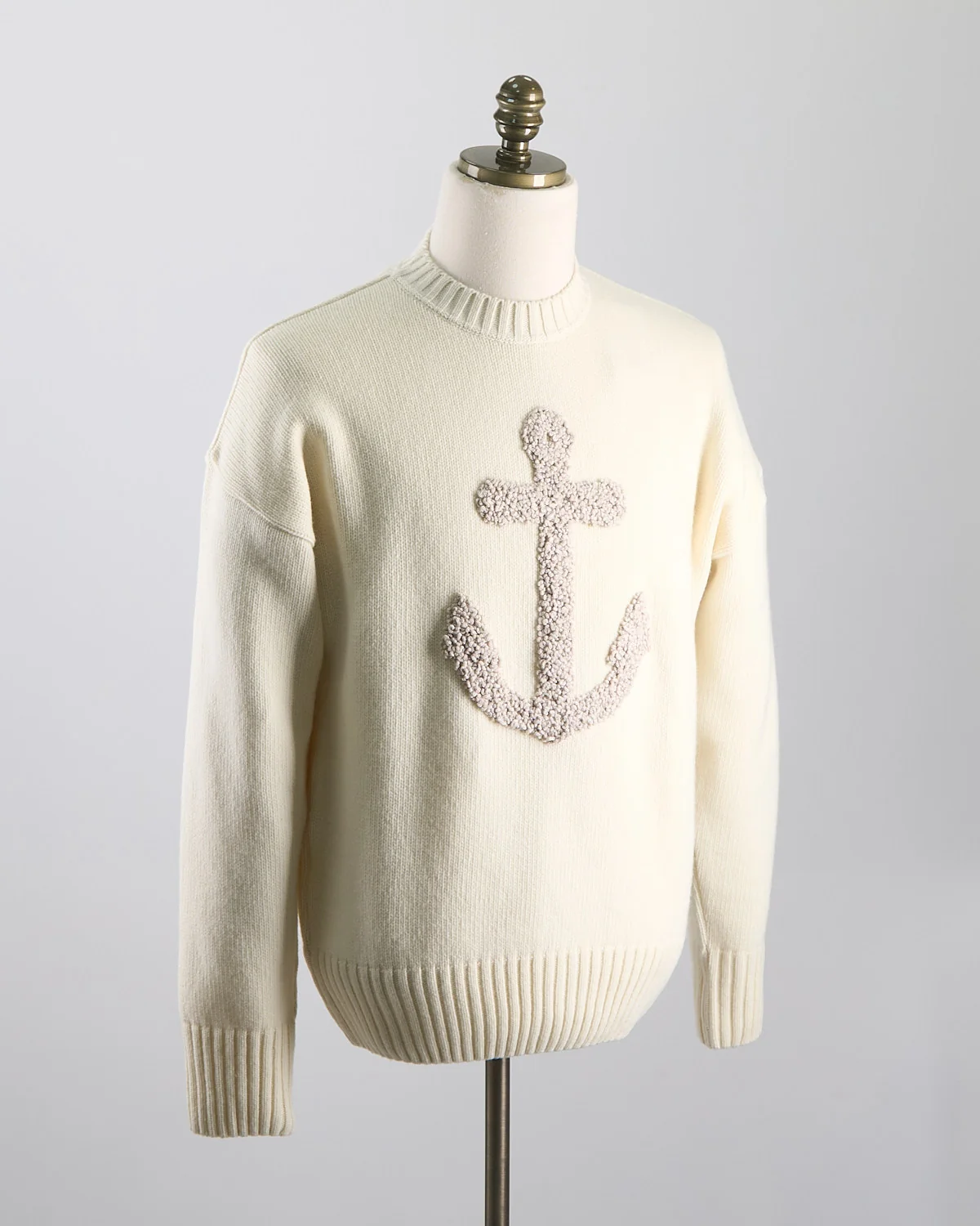 Re-Wool Crewneck With Embroidered Anchor