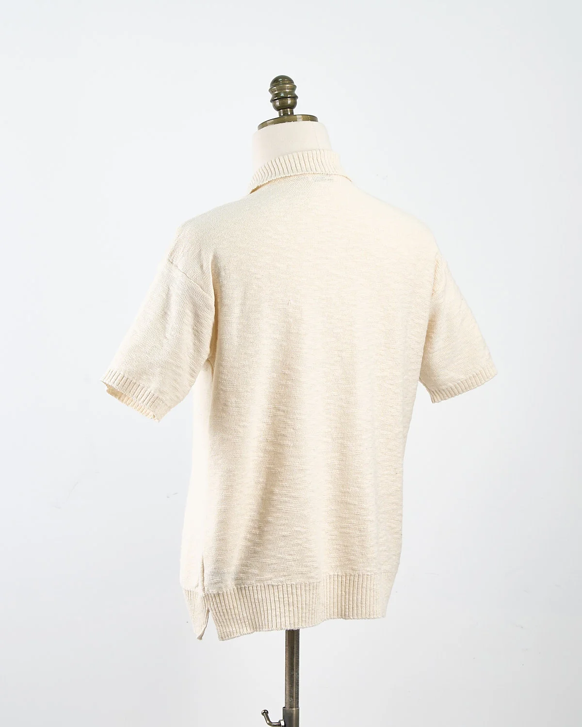 Relaxed Fit Cotton & Linen Ribbed Collar Polo - Image 2
