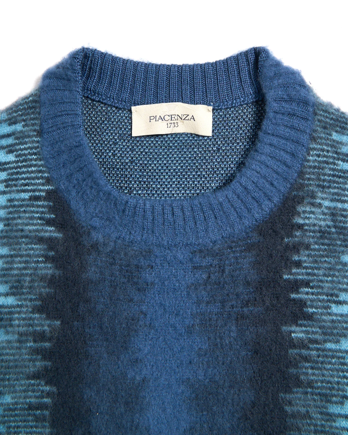 12 Gauge Plush Merino Wool Glitch Stripe Crewneck - Image 4