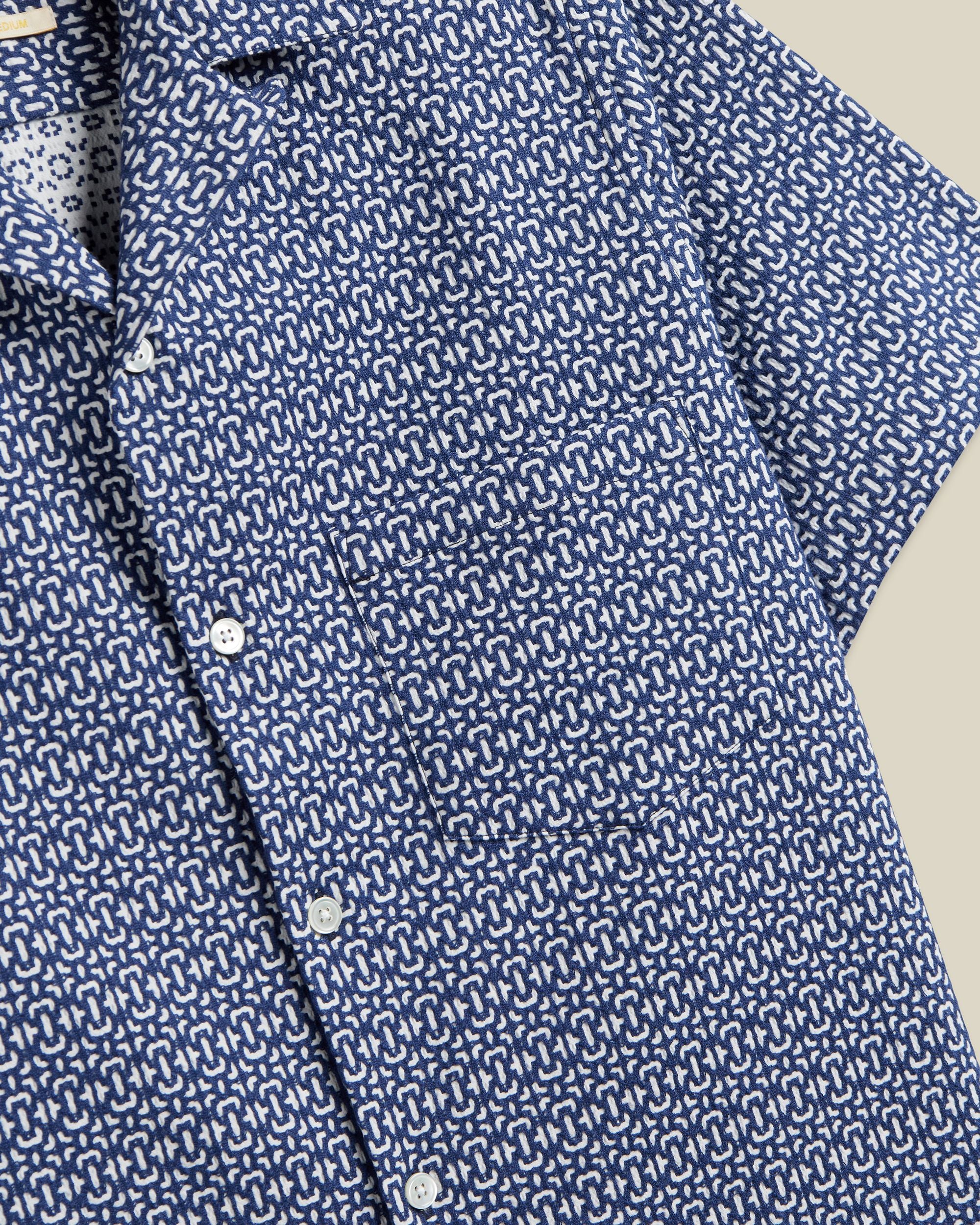 'Abstract Textile' Jacquard Camp Collar Shirt - Image 12