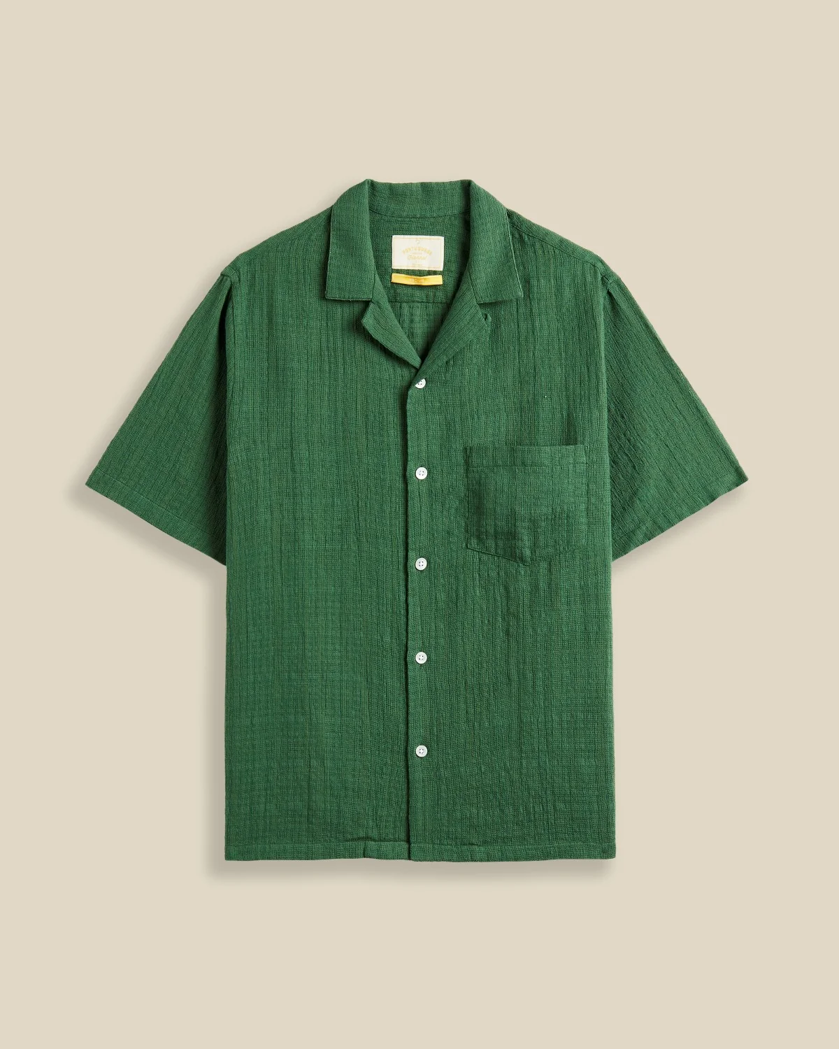 'Grain' Open Weave Cotton Camp Collar Shirt